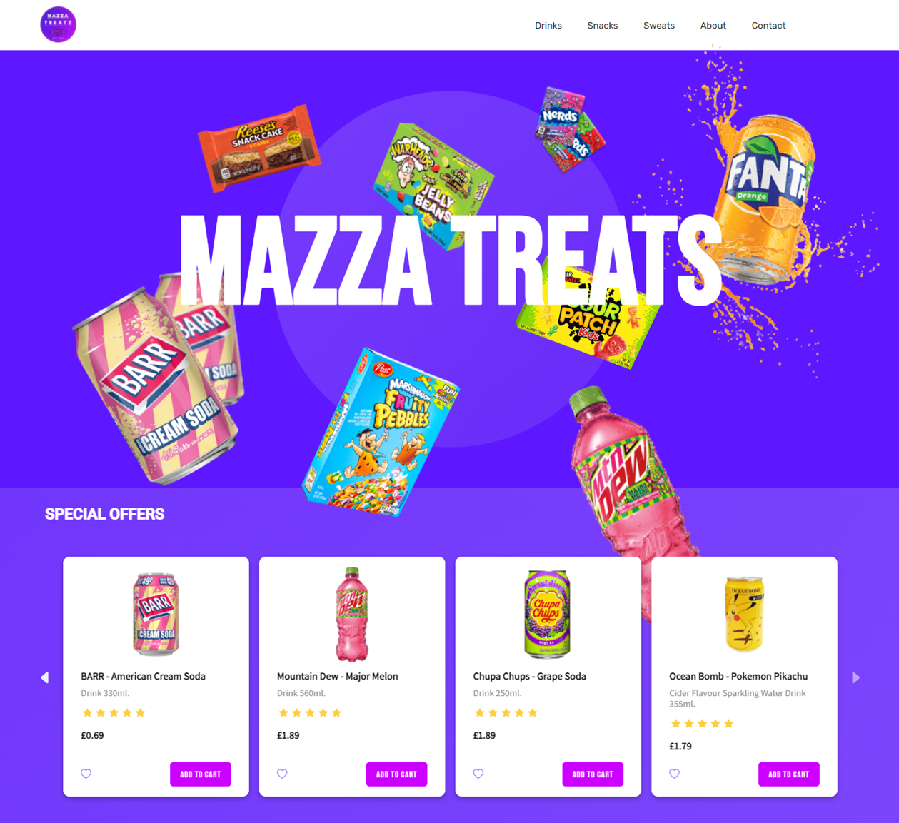 Mazza Treats Website
